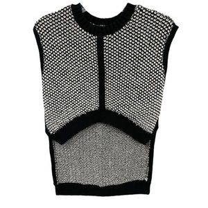 BCBG MaxAzria Sleeveless Black and White High/Low Sweater Size S